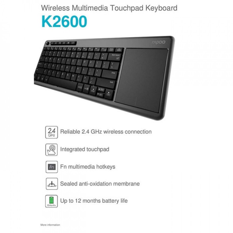 Wireless keyboard with touch pad