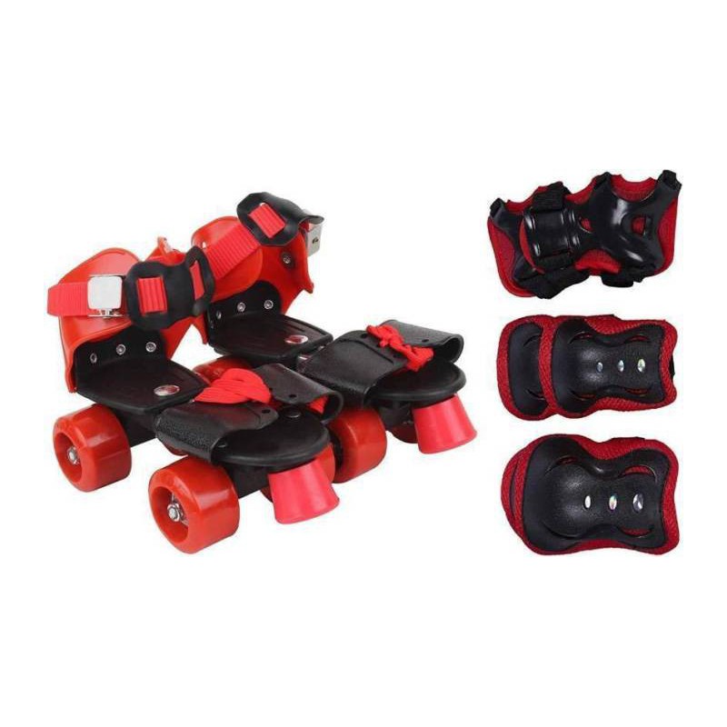 Skating shoes for kids 4-12 years red and black with 6pcs of protective ...