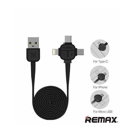 Remax RC-066th Lesu 3 In 1 Apple, Micro, Type C Cable Black