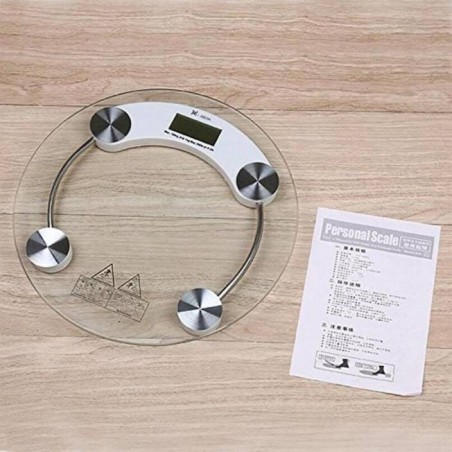 Personal Weight Machine 8mm Thick Round Transparent Glass  Weighing Scale  (White)