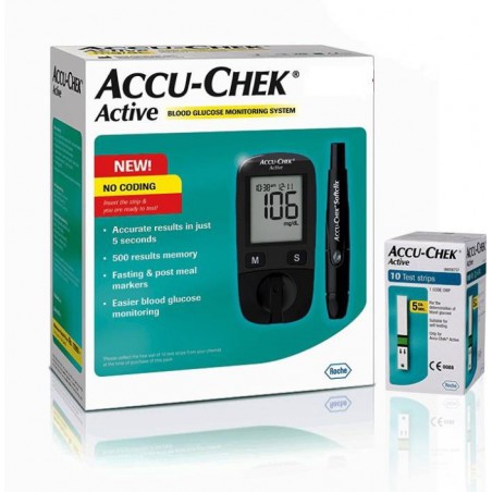 Accu-Chek Active Glucose Monitor with 10 Strips Glucometer  (Black)