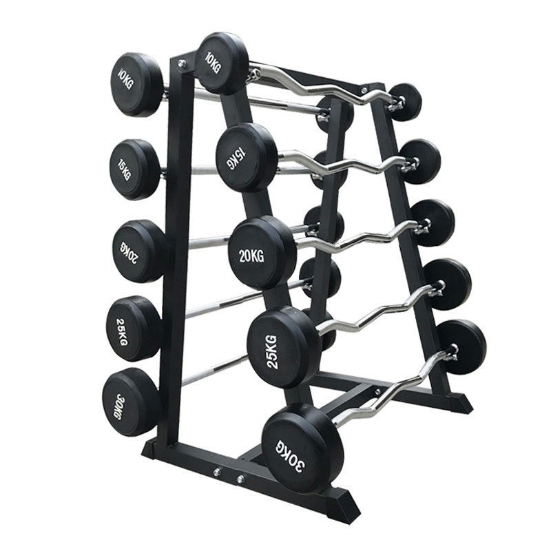 Rubber Coated Fixed Straight And Curl Barbell Set Total 200kg   Rubber Coated Fixed Straight And Curl Barbell Set Total 200kg 