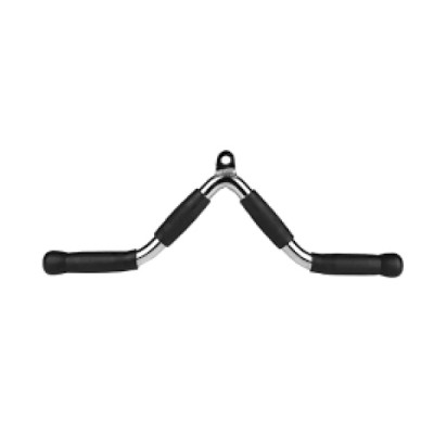 Solid Gym Handle V Shaped Triceps Press Down Bar with Rubber Hand Grips Cable Cross Attachment