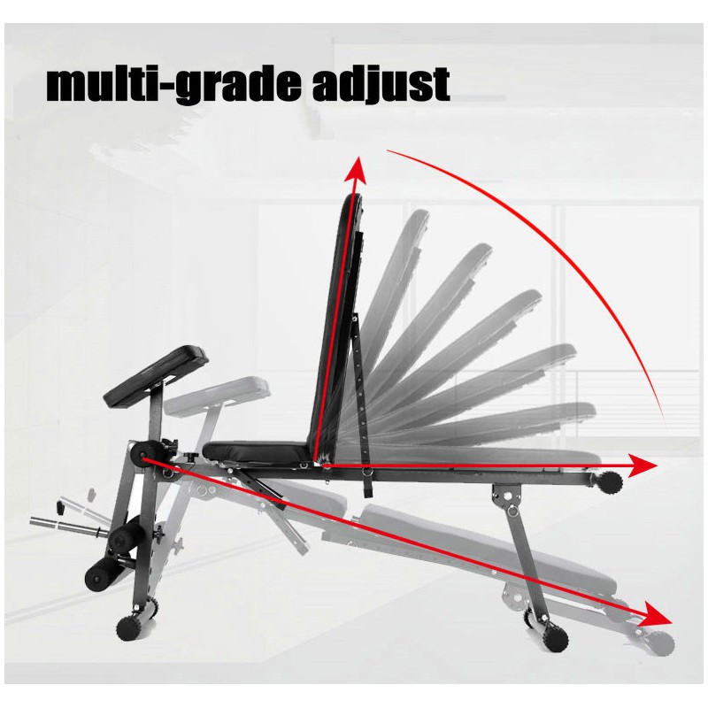 Adjustable Sit up dumbbell bench with leg extension and preacher curl