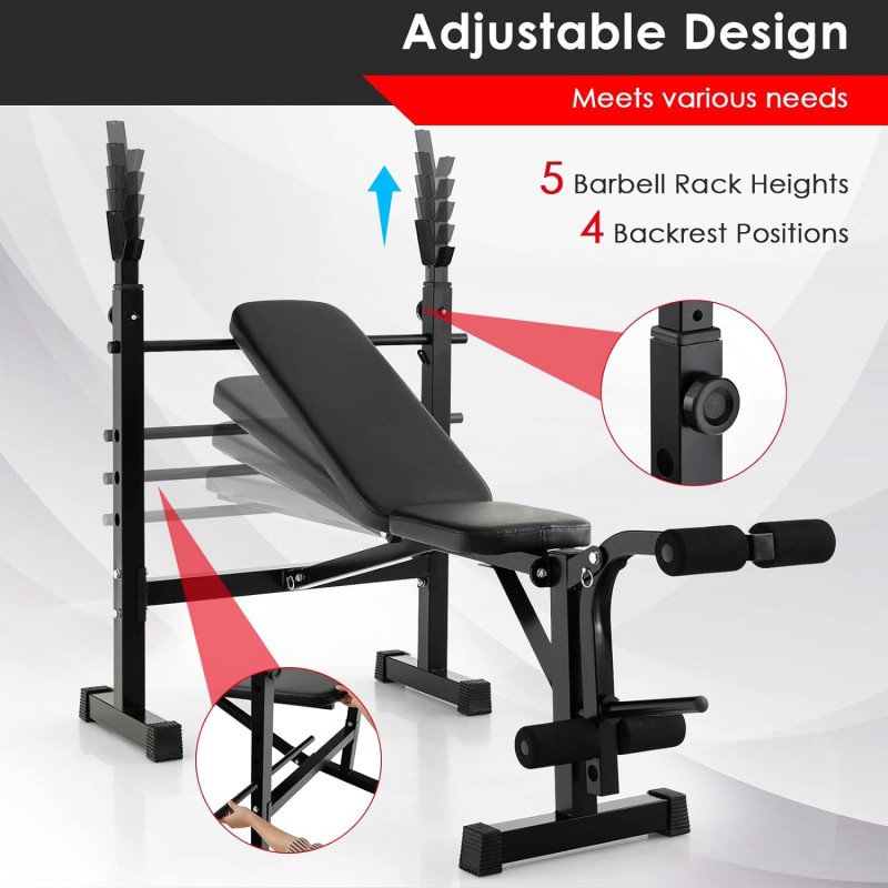 Weight Bench, Bench Press Set with Squat Rack and Bench for Home Gym