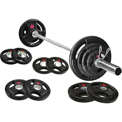 RUBBER COATED OLYMPIC BARBELL PLATES, 10KG, 15KG