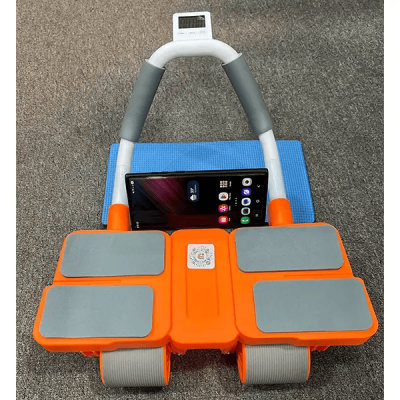 Digital Timing Abs Workout Ab Roller Wheels Automatic Rebound Ab Roller with Elbow Support and Knee Pad