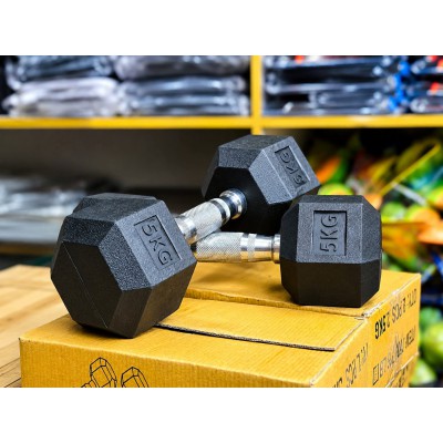 Rubber Hex Dumbbell 10 kg  (5kg x 2)