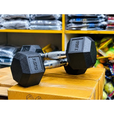 Rubber Hex Dumbbell 15kg   (7.5Kg x 2)