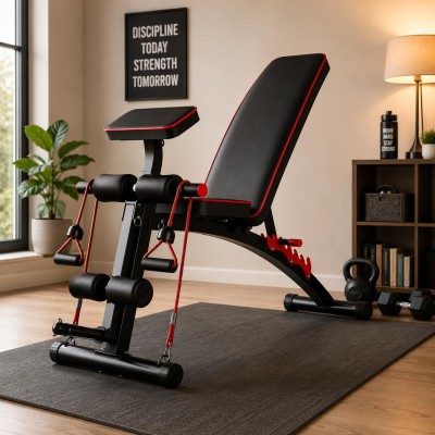 Adjustable Multi-functional Dumbbell bench with leg extension , preacher curl and resistance workout tool