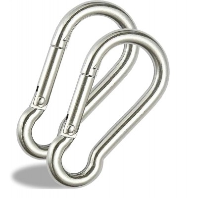 Safety Lock snap Hook for Rope,  Spring Snap Hook Carabiner (Silver), Outdoor Sports 8mm 3inch 1piece