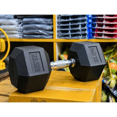 Rubber Coated  Hex Dumbbell 45Kg  (22.5kg x 2pcs)