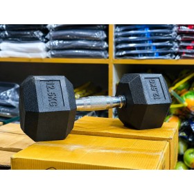 Rubber Coated  Hex Dumbbell 12.5kg Single