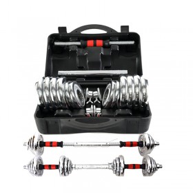 20kg Gym electroplating baking cast iron adjustable dumbbell with box and barbell extension bar