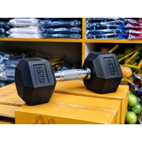 Rubber Coated  Hex Dumbbell 15Kg  single