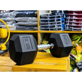 Rubber Coated  Hex Dumbbell17.5kg Single