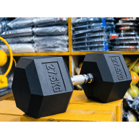 Rubber Coated  Hex Dumbbell 27.5kg Single