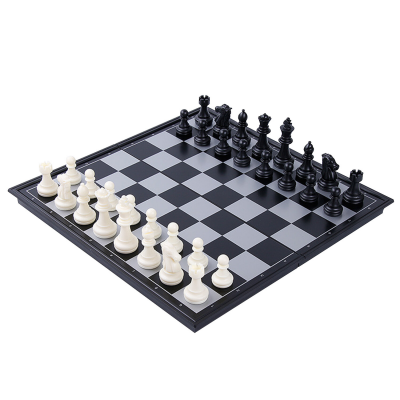 Magnetic Standard Edition Foldable Chess Board 14 Inches  (Black and White guti)